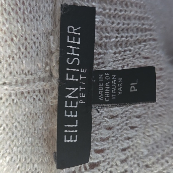 EILEEN FISHER Open Front Cardigan Cotton Linen Blend Cream Sz Petite Lrg - Picture 11 of 12